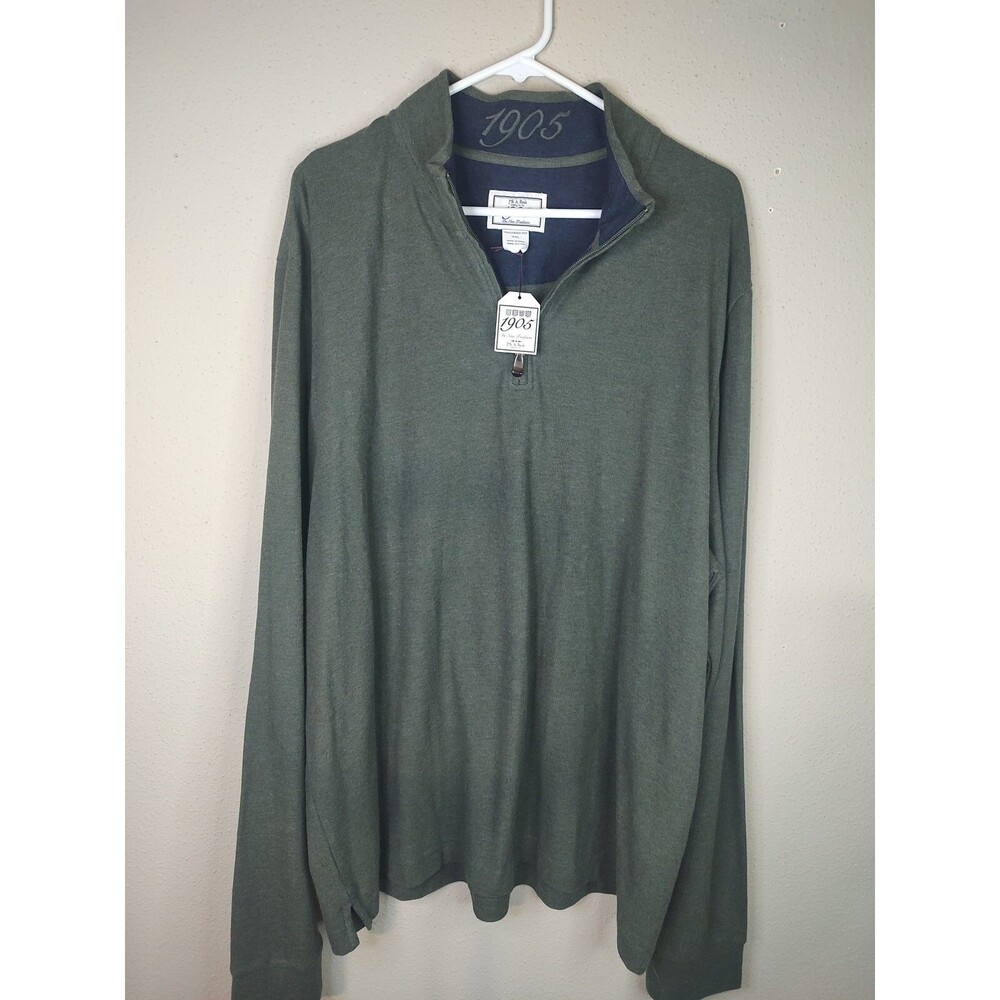 New Jos A Bank 1905 Sweater XXL Dark Green  Tailored Fit Quarter Zip Sweatshirt